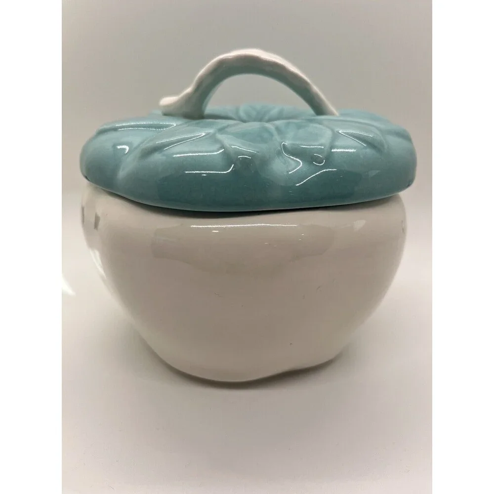 Ceramic Bowl w/Lid for Serving Dips Turquoise Hoenig California Pottery